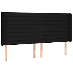 vidaXL Tête de lit avec oreilles Noir 183x16x118/128 cm Tissu