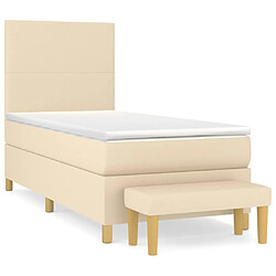 vidaXL Sommier à lattes de lit avec matelas Crème 80x200 cm Tissu