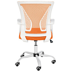 Avis Decoshop26 Chaise de bureau hauteur réglable avec revêtement en maille respirante microfibre orange pieds métal blanc 10_0002697