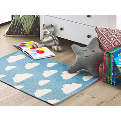 Avis Beliani Tapis enfant motif nuage bleu 60 x 90 cm GWALIJAR