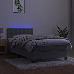 Acheter Maison Chic Lit adulte- Lit + matelas,Sommier à lattes de lit avec matelas et LED Gris clair 90x190cm -GKD46599