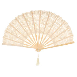 classique pliable dentelle fan cérémonie de mariage photo les accessoires cadeau de demoiselle d'honneur beige