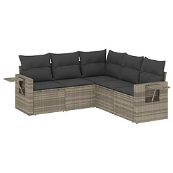 vidaXL Salon de jardin 5 pcs avec coussins gris clair résine tressée