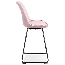 Avis Alterego Tabouret snack mi-hauteur 'BULLY MINI' en velours rose et pieds en métal noir