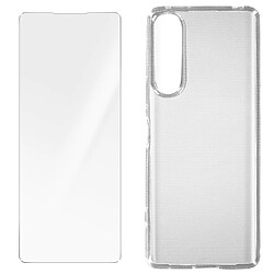 Avizar Coque pour Sony Xperia 5 IV Silicone Gel et Film Verre Trempé 9H transparent