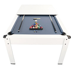 Play4Fun Billard Américain HARMONY 6Ft - 206,5 x 116,5 x 80 cm avec accessoires et plateau dînatoire - Couleur Ivoire