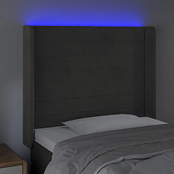 Avis vidaXL Tête de lit à LED Gris foncé 83x16x118/128 cm Velours