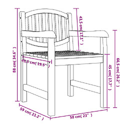 vidaXL Chaises de jardin lot de 8 58x59x88 cm bois massif de teck pas cher