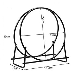 Helloshop26 Porte-bûches rond pour bois de cheminée en acier 76,5 x 36 x 81,5cm structure en forme de a charge 50 kg intérieur/extérieur 20_0005193 pas cher