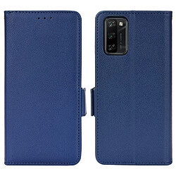 Etui en PU texture litchi, magnétique avec support, bleu foncé pour votre Blackview A100