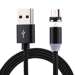 Wewoo Câble magnétique noir pour Samsung / Huawei / Xiaomi / Meizu / LG / HTC et autres smartphones 1m Weave Line USB vers Micro USB de charge magnétique,