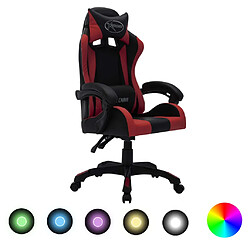 vidaXL Fauteuil de jeux vidéo avec LED RVB Bordeaux et noir Similicuir