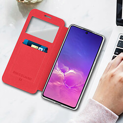 Acheter Avizar Housse Samsung Galaxy S10 Lite Étui Fenêtre Porte-carte Support Vidéo Rouge