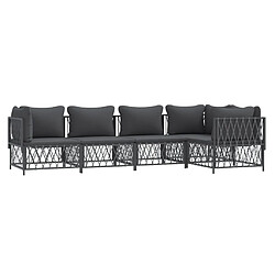 Avis Maison Chic Salon de jardin 5 pcs avec coussins - Table et chaises d'extérieur - Mobilier/Meubles de jardin Moderne anthracite acier -MN99295