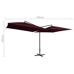 Maison Chic Parasol Jardin | Parasol double avec mat en acier 250 x 250 cm Rouge bordeaux - GKD73333 pas cher