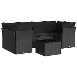 Maison Chic Salon de jardin 7 pcs avec coussins | Ensemble de Table et chaises | Mobilier d'Extérieur noir résine tressée -GKD65402