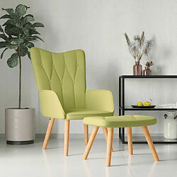 vidaXL Chaise de relaxation avec tabouret Vert Tissu