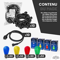 Acheter SkyLantern Guirlande Guinguette 100M Filament Multicolore LED 200 Bulbes