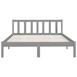 Avis vidaXL Cadre de lit sans matelas gris bois de pin massif