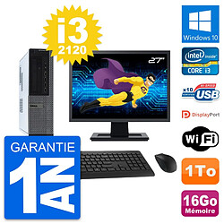 PC Dell 990 DT Ecran 27" Intel i3-2120 RAM 16Go Disque Dur 1To Windows 10 Wifi - Occasion