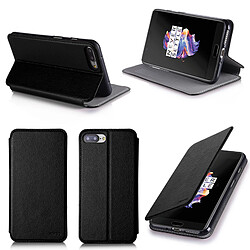 Etui luxe OnePlus 5 noir 2017 / 2018 Ultra Slim Style Cuir avec stand - Housse Folio Flip Cover coque de protection One Plus 5 4G Dual SIM noire - Accessoires pochette XEPTIO : Exceptional case !