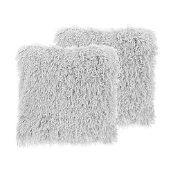 Beliani Lot de 2 coussins CIDE Bouclé 45 x 45 cm Unicolore Gris clair