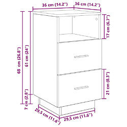 vidaXL Table de chevet avec 2 tiroirs chêne fumé 36x36x68 cm pas cher