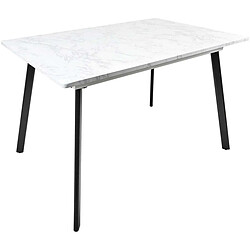 The Home Deco Factory Table repas extensible 4 à 6 personnes Plateau imitation marbre.