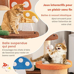 Helloshop26 Arbre à chat en forme de champignon 2 condos balles interactives poteau griffoir plateforme tour de jeux pour chat multicolore 20_0007669 pas cher