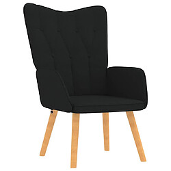 Acheter vidaXL Chaise de relaxation avec tabouret Noir Tissu