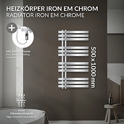 LuxeBath Iron EM radiateur sèche-serviettes chrome 50x100cm élément chauffant 300W