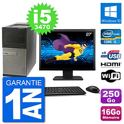 PC Dell 3010 MT Ecran 27" i5-3470 RAM 16Go Disque Dur 250Go HDMI Windows 10 Wifi - Occasion