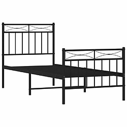 Acheter Maison Chic Lit adulte - Cadre de lit métal avec tête de lit/pied de lit,Structure du lit Contemporain pour chambre noir 75x190 cm -MN22786