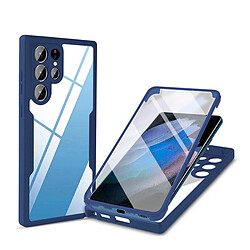 PHONECARE Coque Anti-Crash 360 Protection Résistant aux Chocs Avant et Arrière pour Samsung Galaxy S22 Ultra 5G - Bleu Foncé