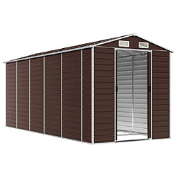 Helloshop26 Abri de jardin cabane cabanon maison de stockage remise extérieur hangar outils robuste 191 x 470 x 198 cm acier galvanisé marron 02_0022272