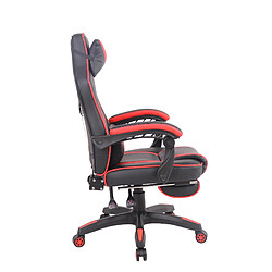 Decoshop26 Chaise de bureau fauteuil gaming avec repose-pieds téléscopique en synthétique noir et rouge BUR10626