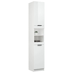 Maison Chic Armoire de salle de bain,Meuble de rangement,Meuble haut Blanc brillant 32x34x188,5 cm -GKD902677 pas cher