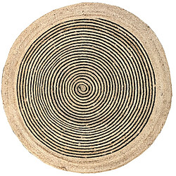 Aubry Gaspard Tapis rond en jute et coton noir Diamètre 120 cm.