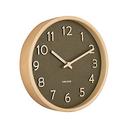 Karlsson Horloge ronde en bois Pure 22 cm vert mousse.