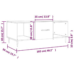 vidaXL Table basse gris béton 102x50x40 cm bois d'ingénierie pas cher