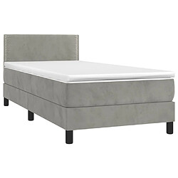 Avis vidaXL Sommier à lattes de lit avec matelas et LED Gris clair 80x200cm