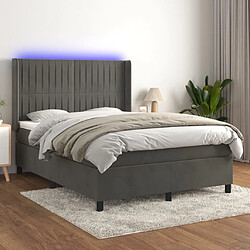 Sommier à lattes,Cadre à lattes de lit pour Adulte matelas et LED Gris foncé 140x190 cm -MN56118