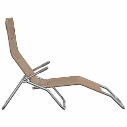 Maison Chic Lot de 2 Chaises longues pliables | Bain de soleil Relax | Transat taupe textilène et acier -GKD15836 pas cher