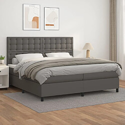 vidaXL Sommier à lattes de lit avec matelas Gris 200x200 cm Similicuir 