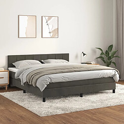 Maison Chic Lit Adulte - Lit simple Lit à sommier tapissier et matelas moelleux - Meuble de Chambre - Gris foncé 180x200cm Velours -MN80345