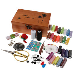 Kit de couture professionnel avec boîte de rangement en bois pour fournitures de couture à domicile