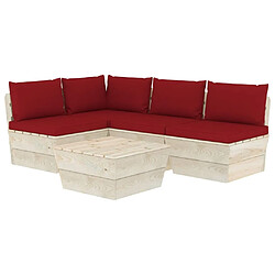 Maison Chic Salon de jardin palette 5 pcs avec coussins - Table et chaises d'extérieur - Mobilier/Meubles de jardin Moderne épicéa imprégné -MN53057