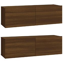 vidaXL Meubles TV muraux 2pcs chêne marron 100x30x30cm bois ingénierie