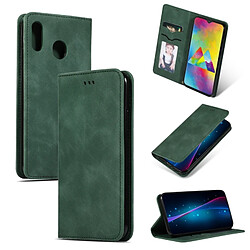 Wewoo Housse Coque en cuir à rabat horizontal magnétique Business Skin Feel Retro pour Samsung Galaxy M20 vert armée