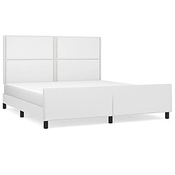 Maison Chic Lit adulte - Cadre Structure de lit avec tête de lit Contemporain Blanc 160x200 cm Similicuir -MN58211